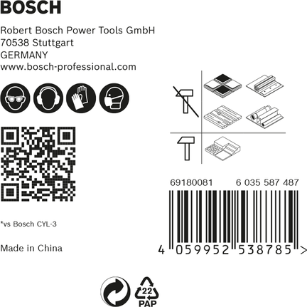 Conjunto de 5 brocas Bosch EXPERT HEX-9 MultiConstruction.